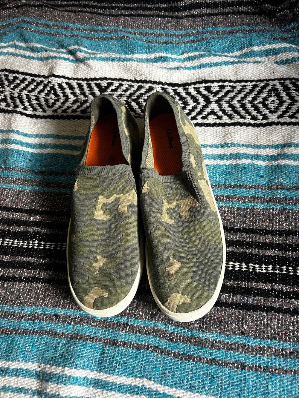 L.L.Bean Eco Bay Knit Slip On Sneakers Women’s 9.5 Camo Green